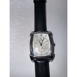 CHENXI Men Rectangle Black Leather Luminous Business Calendar Quartz Wristwatch